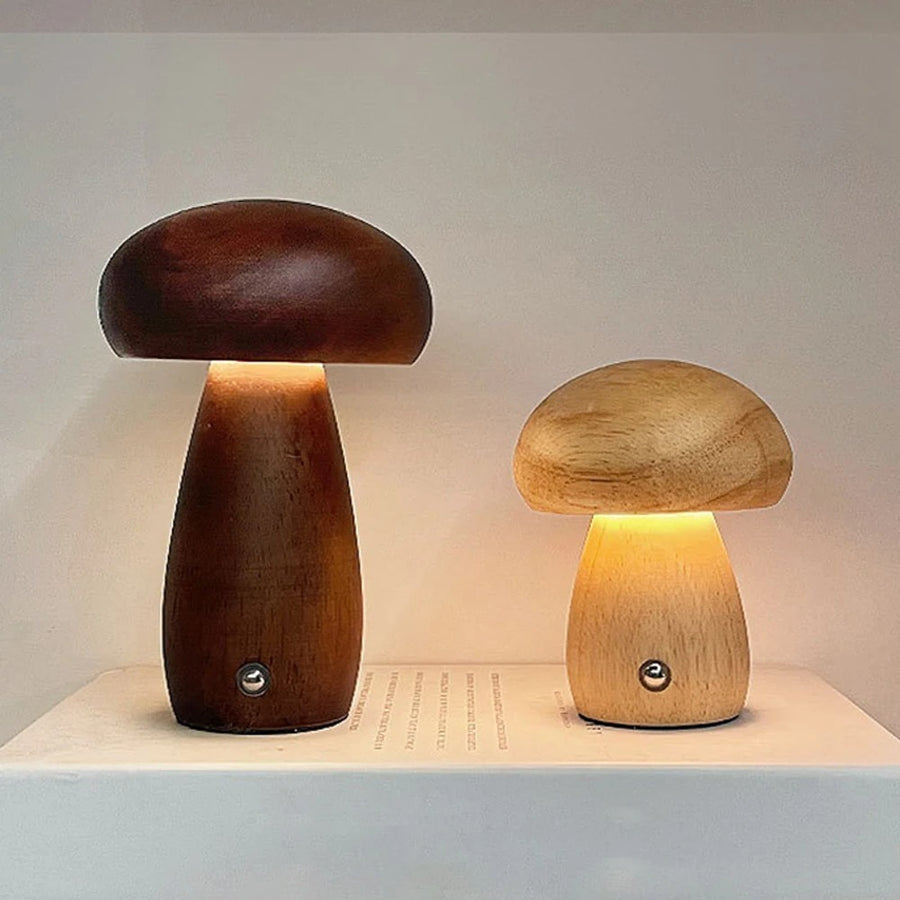 Wooden Mushroom Decorative Lamp