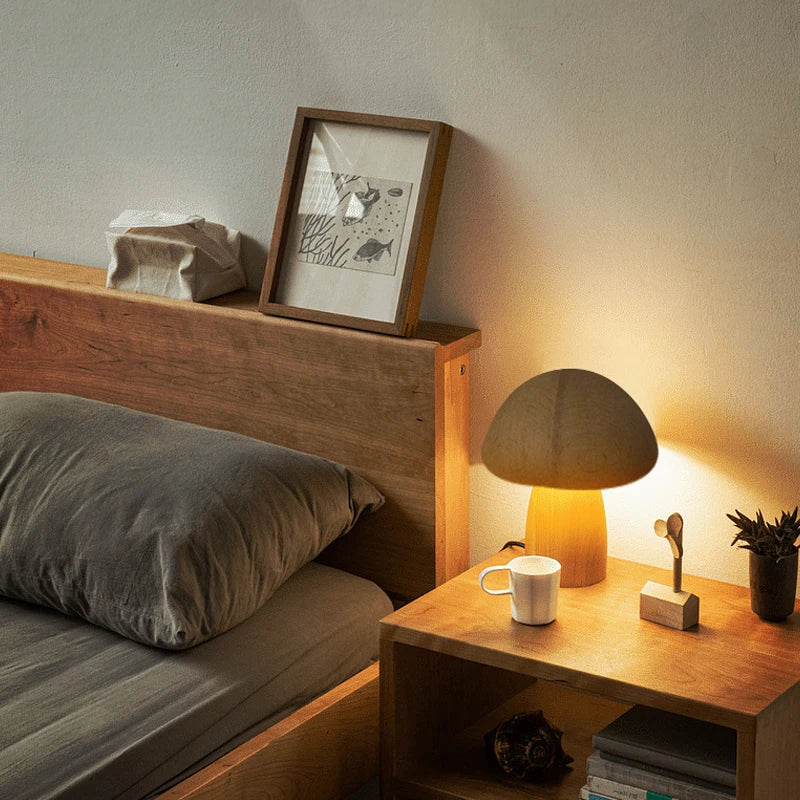 Wooden Mushroom Decorative Lamp